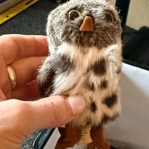 Folkmanis finger puppet Plush Owl Toy - Gray and Brown